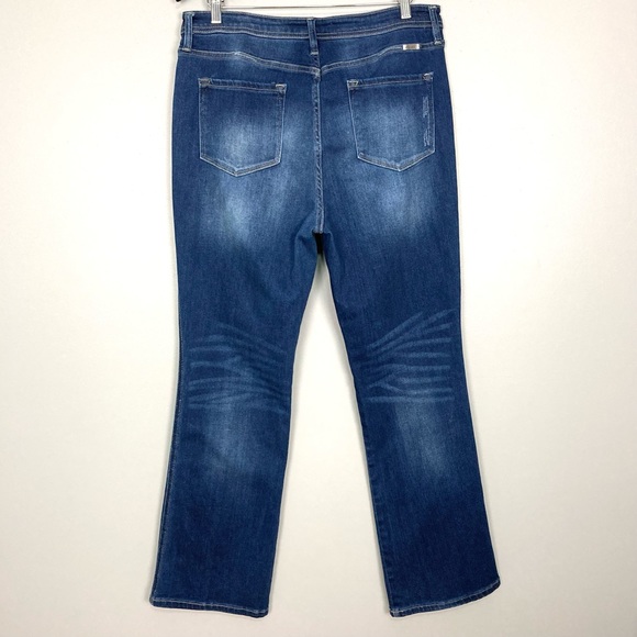 Kancan High Rise Bootcut Jean Button Fly Faded Dark Wash Stretch - Picture 5 of 8